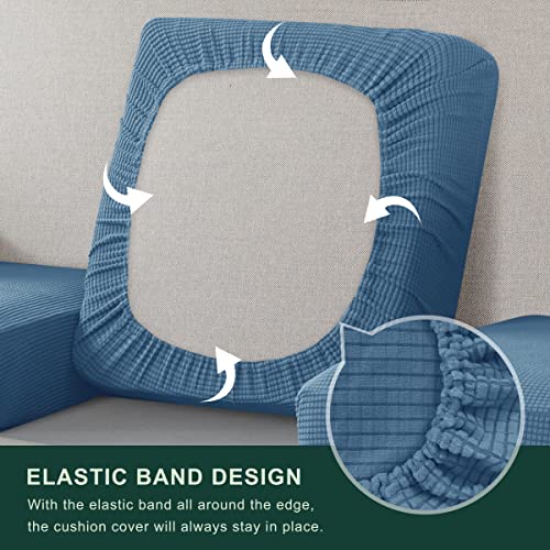 Chun Yi 3Pc Stretch Couch Cushion Covers, Sofa Seat Slipcovers Suitable For Armchair Loveseat Sofa With Spandex Jacquard Fabric(3Pc,Denim Blue) #TOP3