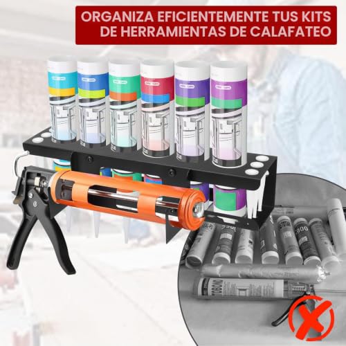 Miniatura 4 de Bigking Estante De Almacenamiento Para Cartuchos, Soporte De Pared Para Tubos De Silicona Y Soporte De Pistola De Silicona Para Taller Y Garaje 1