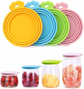 4Pack Universal Silicone Tin Can Lids - BPA Free Fit 3 Standard Size Can Tops for Dog & Cat Food Storage