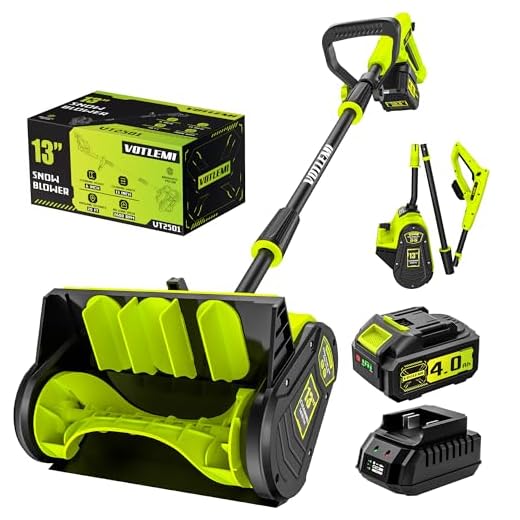 VOTLEMI 40V Cordless Snow Shovel, 13 Inch 4.0Ah Electric Snow Shovel with Directional Plate, Brushless Cordless Snow Blower for Pathway, Patio, Deck, Driveway, Green