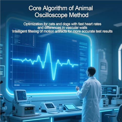 Wearable Animal Blood Pressure Monitor for Cats and Dogs, Home Use Pet BP Monitor, 24H Monitoring, Multiple Cuff Sizes, LCD Display, Dual User Memory