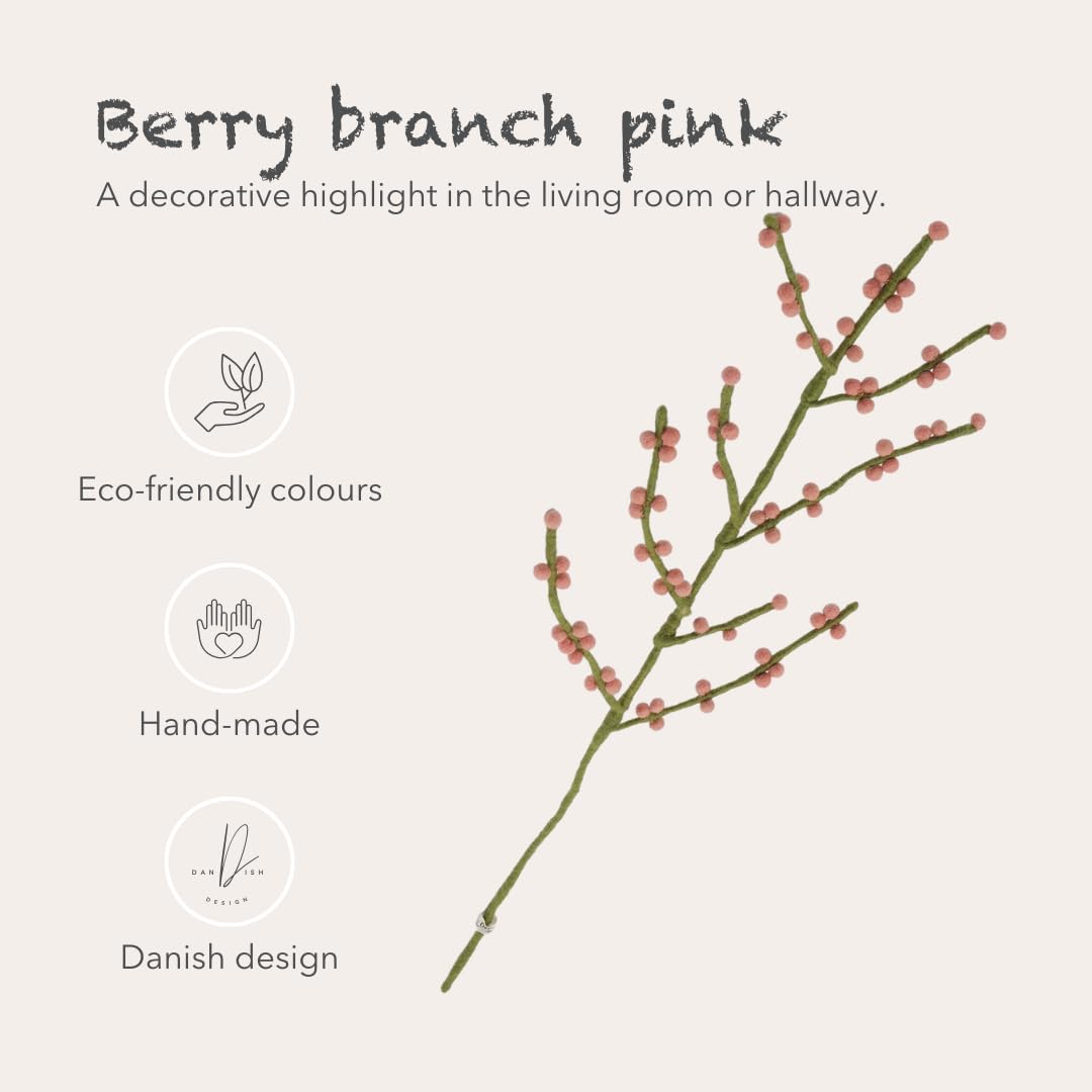 Gry & SIF Felt Berry Branch, Flexible Stem Decorative Branch for Vases Mandrel, Rowan, Fair Trade, 1 Branch with Yellow Berries, 60 cm - Image 2
