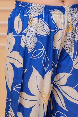 Image of Women's Printed Nightsuit Pajama with Top, (Blue, 3XL)