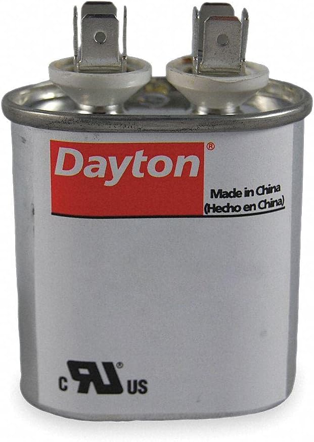 Dayton Oval Motor Run Capacitor, 7.5 Microfarad Rating, 370VAC Voltage - 2MDV6