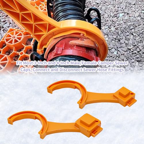 Image of RV Sewer Hose Fitting Wrench, Multi-Purpose RV Sewer Hose Wrench, Fit Most 3-Inch and 4-Inch Male /Female Camper Sewer Caps