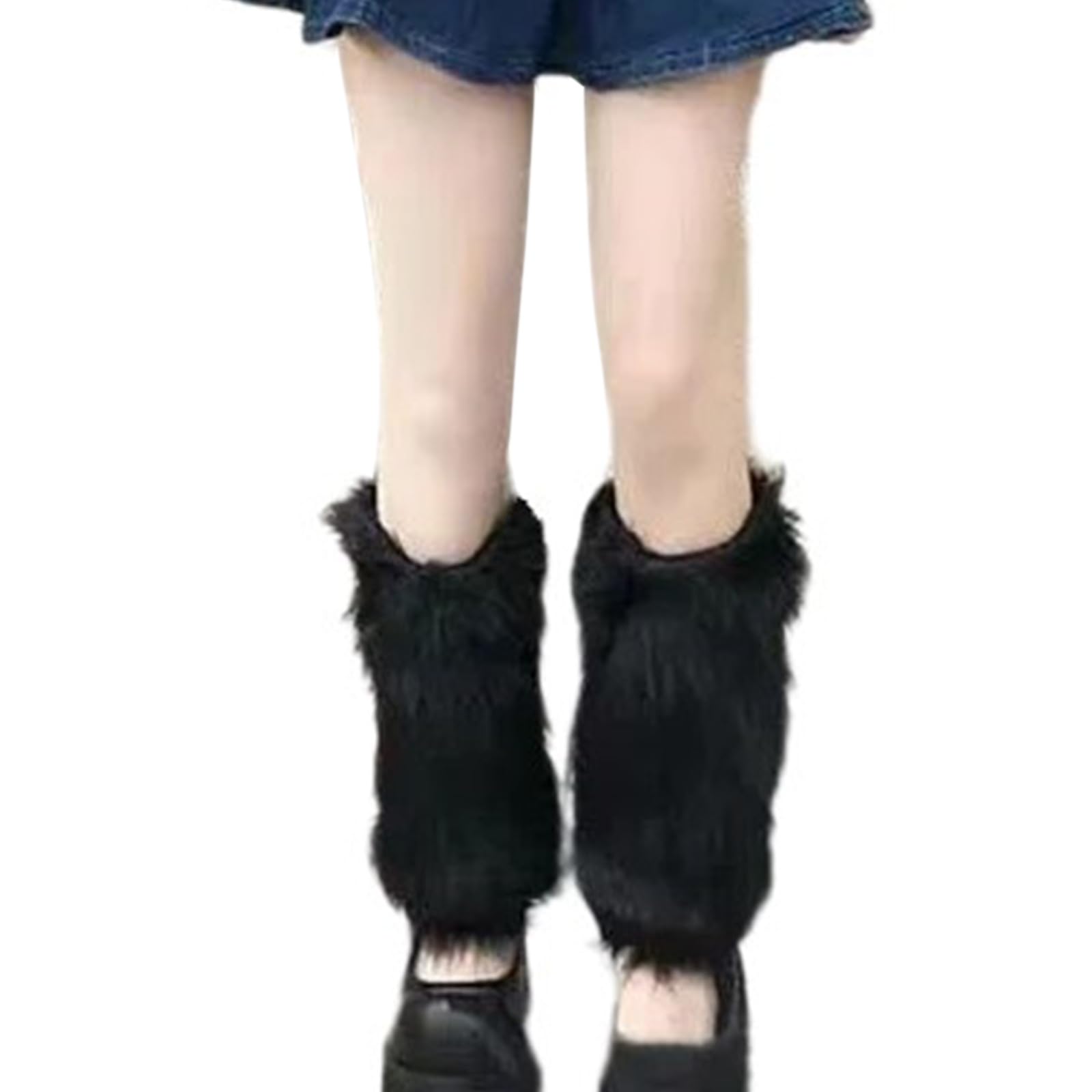 Maxtonser Aesthetic Punk Fuzzy Leg Warmers for Women Soft Thickened Plush Boot Cuffs Covers for Winter Fashion and Costume Parties