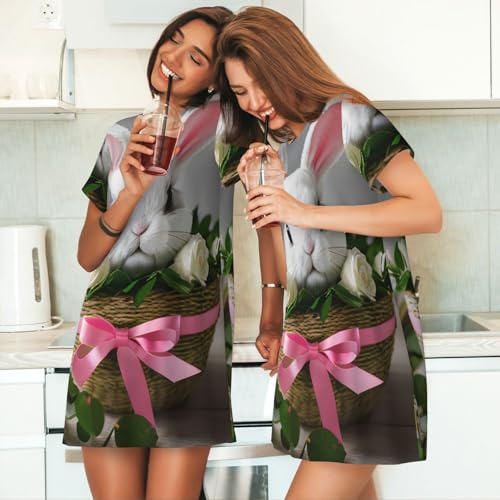 Chemise de nuit lapin à manches courtes pour femme - 7