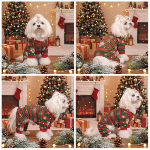 Image of CuteBone Small Dogs Outfit Soft Puppy Onesies Pjs Christmas Dog Pajamas Pet Coat Cat Apparel Comfy Doggie Jumpsuit Bodysuit for All Seasons P355L