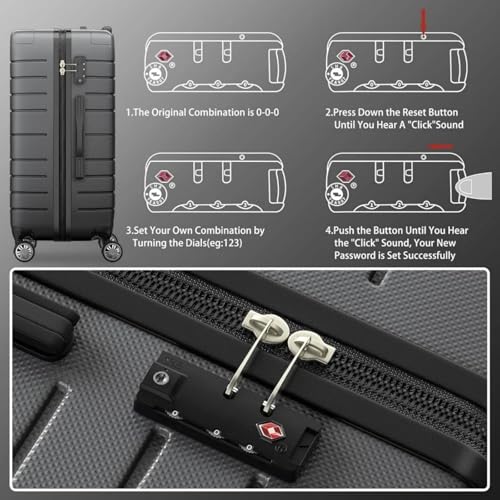 3-piece spinner luggage set lightweight 20/24/28 inch abs hard shell suitcases with tsa lock3