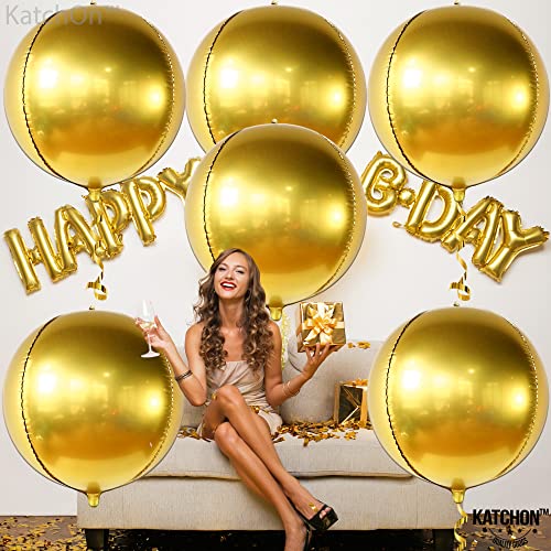 Image of KatchOn, Big Gold Foil Balloon - 22 Inch, Pack of 6 | Gold Mylar Balloons for Golden Party Decorations | Metallic Gold Balloon Birthday Party Decor, Wedding, Gold Graduation Decorations 2026
