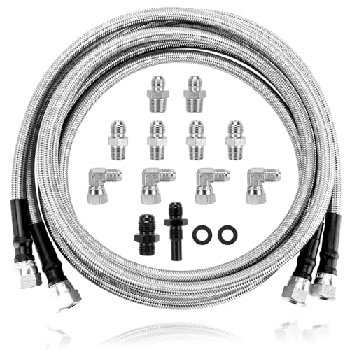 6AN SS Braided Transmission Cooler Lines - 70 Compatible with Chevy GM Ford Turbo 4L60E TH350 TH400 700R4 4L65E 4L80E Transmission Line Kit
