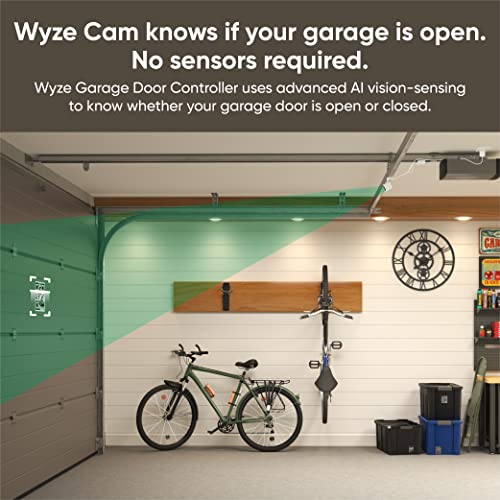 Wyze Smart Garage Door Opener W/Built-In Hd Video, Remotely Control Garage Door, 1080P Hd Video W/Color Night Vision, Two-Way Audio #TOP4