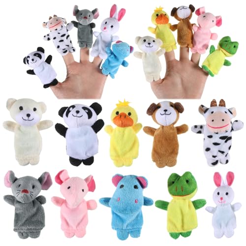 KFHENSOMR 10Pcs Finger Puppets Set Soft Velvet Plush Toys for Storytelling Nursery Rhymes Creative Play Party Favors Classroom Rewards