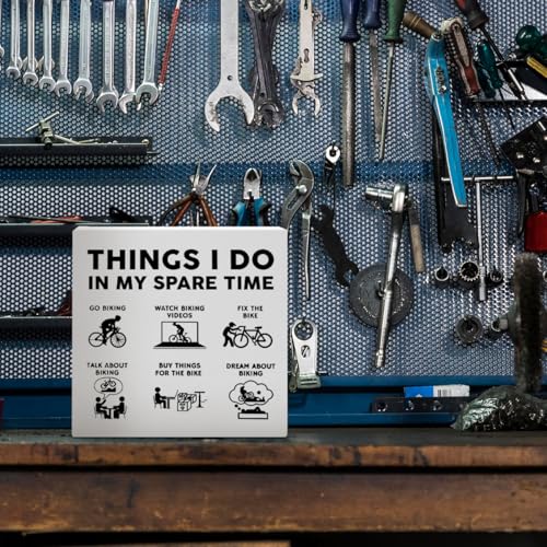 Cycling Bicyclist Cyclist Gifts for Women Men, Bike Rider Riding Gifts for Bicycle Riders Biking Lover, Cycling Decorations for Home Room, Cycling Home Decor, Things I Do In My Spare Time