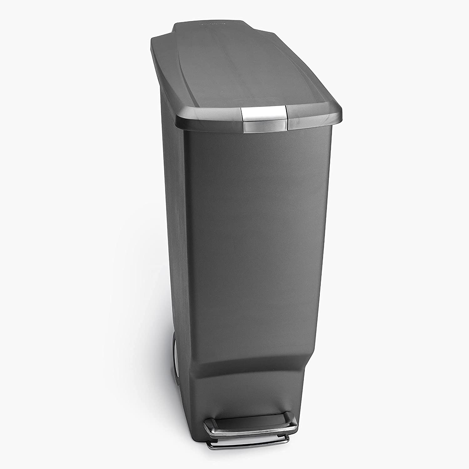 simplehuman 40 Liter / 10.6 Gallon Slim Kitchen Step Trash Can With Secure Slide Lock, Grey Plastic
