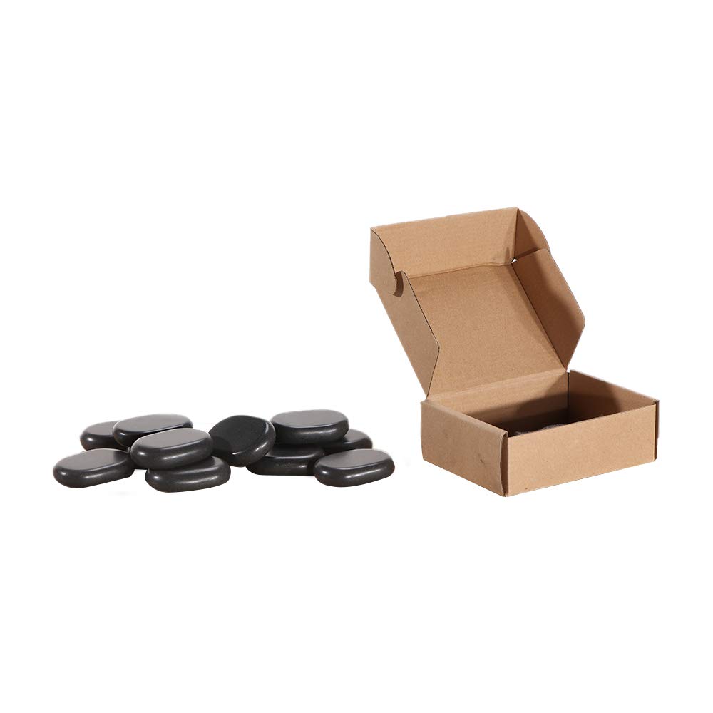 Master Massage 12 Piece Medium Size Black Ovular Basalt Hot Stone Rock Massage Tool Real Lava Pack