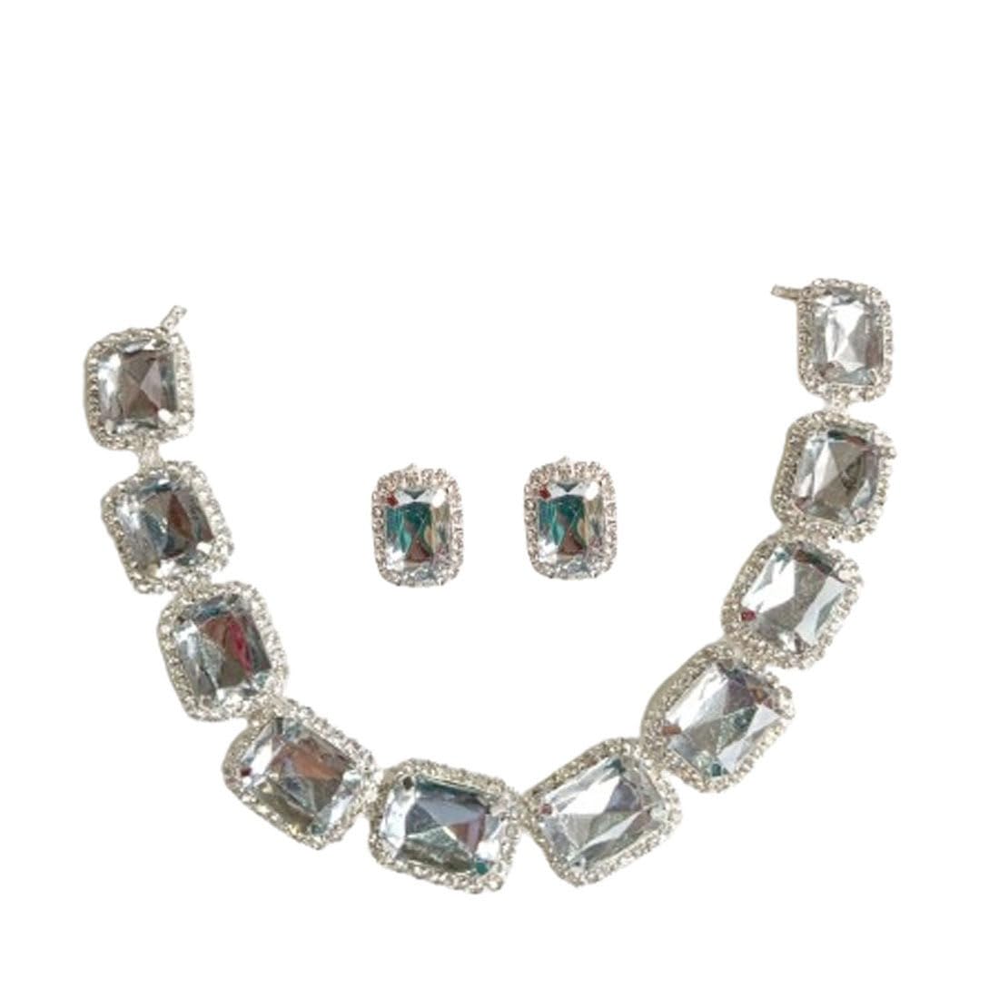 DENICRAAS Silver Stone chokar Studded Necklace With Earring Jewellery Set For Women and Girl (B0D22SS7Y1) Amazon Price History, Amazon Price Tracker