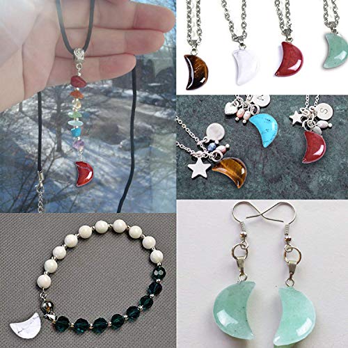JIC Gem 30 Pieces Moon Shape Stone Pendants Natural Gemstone Healing Crystal Pendant Quartz Charms for Necklace Earring Bracelet Jewelry Making - Thumbnail 7