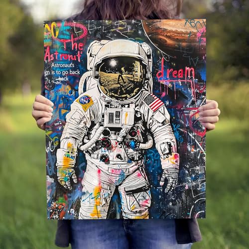 Ypxzzj Banksy Framed Graffiti Astronaut Canvas Wall Art Spaceman Posters Prints Pictures Wall Decor Modern Abstract Street Graffiti Painting Artwork for Living Room Home Decor Ready to Hang - Image 5