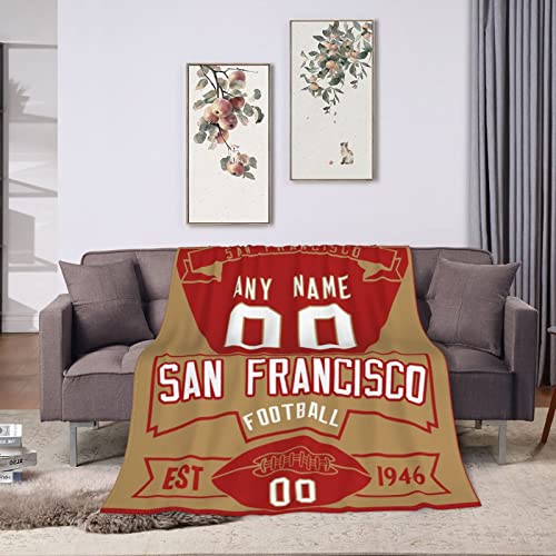Custom Football City Blanket for Bed Winter Throw Blankets Fans Gifts for Men Personalized Add Name and Number 40 x 50 50 x 60