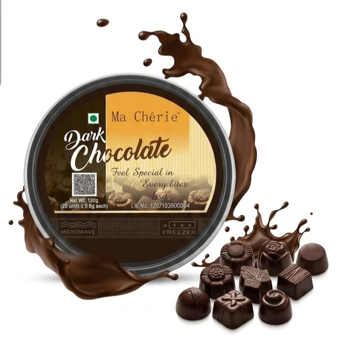 Image of Ma Cherie 70% Cocoa Artisan Chocolate Premium | Handcrafted Dark Chocolate Bites - 192g (20 Units x 9g Each) | Combo of 2 Premium Box Pure & Nut-Free | Ideal Gift for Corporate & Occasions