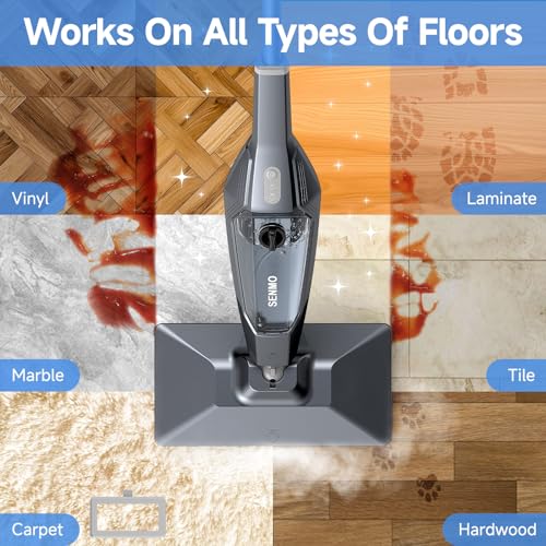 Image of SENMO Steam Mop, 14-in-1 Detachable Steam Cleaner for Home and Floor, 1300W 228F Deep Cleaning MultiPurpose Floor Steamer with 14 Attachments for Hardwood Floors, Tile, Grout, Furniture, Carpet, Wall