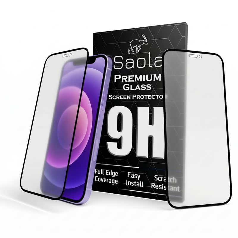 Image of Saola HD Matte Tempered Glass With 18H Hardness For Apple Iphone 12 mini (Pack Of 2) with Hassle-less Installation Kit. Full screen Coverage. 5.4 inch