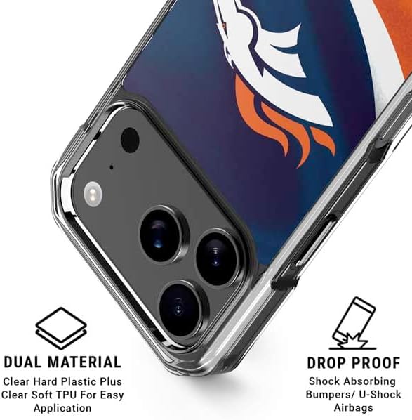 Skinit Clear Phone Case Compatible with iPhone 17 Pro Max - Officially Licensed NFL Denver Broncos Design