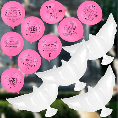 Image of 35PCS Memorial Balloons and 4PCS White Dove Balloons to Release in Sky Memorial Balloon for Release Happy Heavenly Balloon for Condolence, Funeral, Anniversary, Remembrance Services