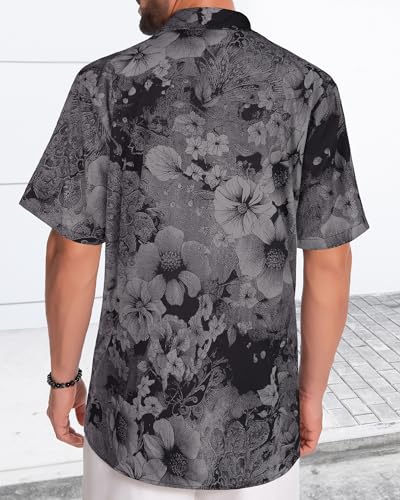 Image of Men Hawaiian Shirt Short Sleeve Summer Beach Button Down Shirts with Pocket