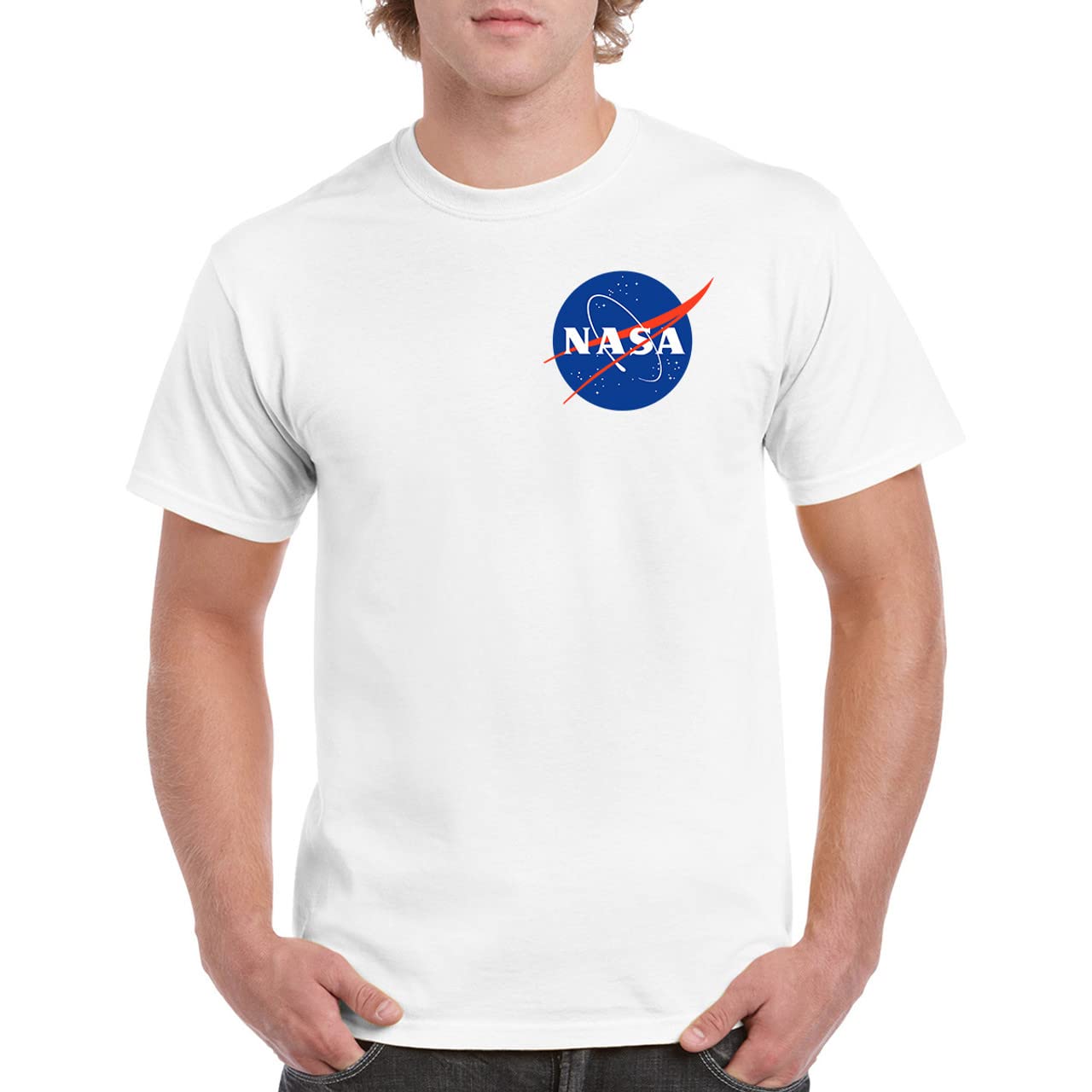 Nasa Men's CORE Logo Regular Fit Crew Neck Short Sleeve T - Shirt, White (White White), X-Large (Manufacturer Size:X-Large)