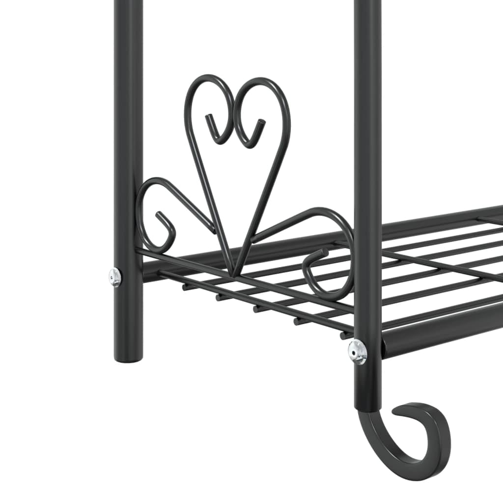 Blumenregal Schwarz 56x30x96 cm Stahl Pflanzenständer wetterfest für Außenbereich Balkon Garten Wohnzimmer dreistöckig Metall Pflanzenregal freistehend Leiterregal Blumentreppe