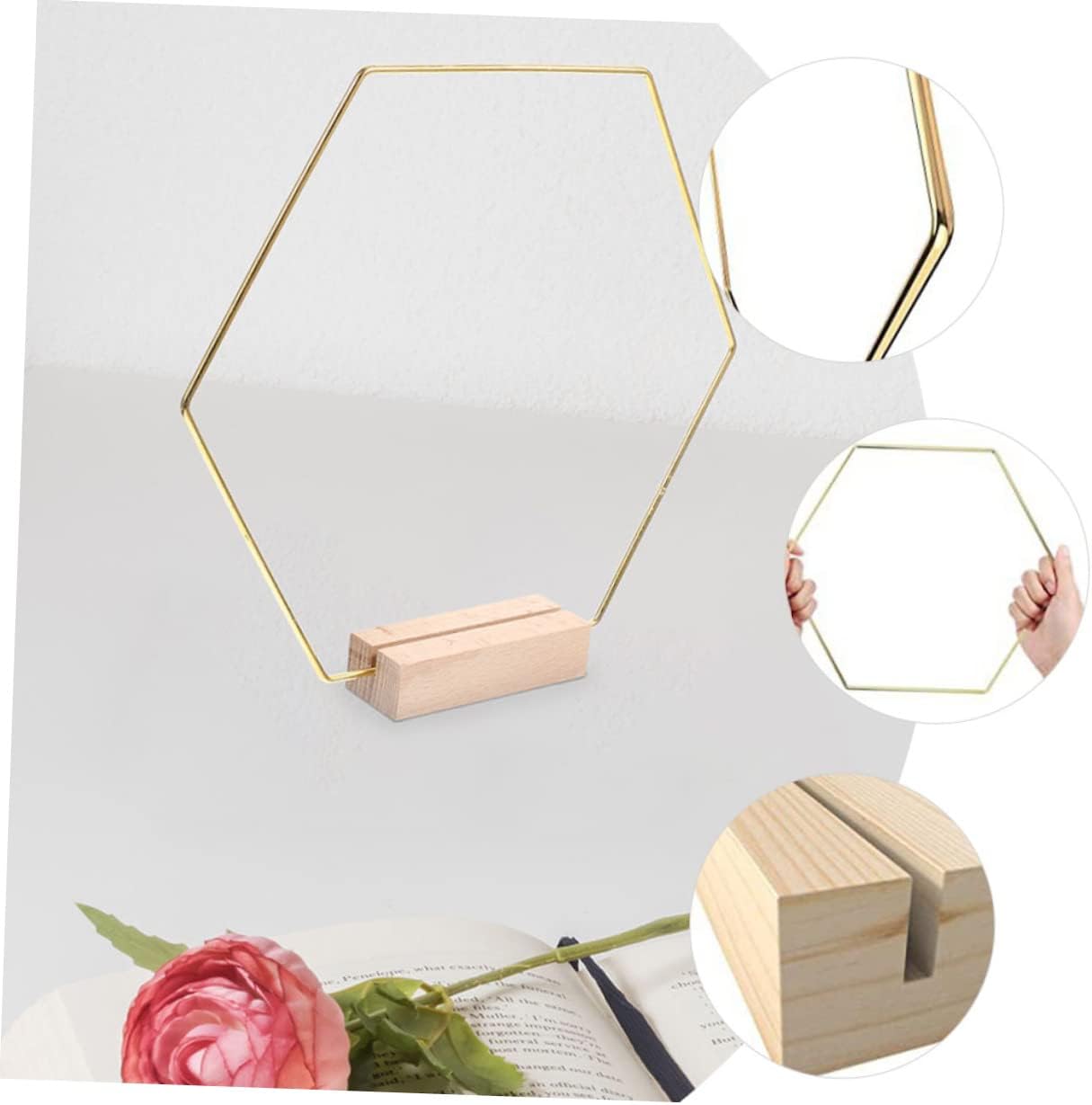 10pcs Hexagonal Wreath Hoops Wedding Centerpiece with Metal Rings DIY Floral Hoop for Arch Backdrop