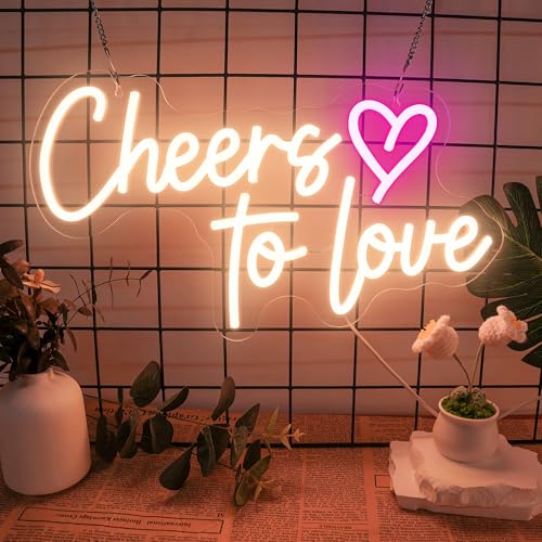 Cheers to love neon Sign - Levels Dimmable USB neon Lights for Wall, Bedroom, Kids Room, Wedding Party bar Decoration neon Light for Wall Decoration Gift for Kids, Valentine's Day