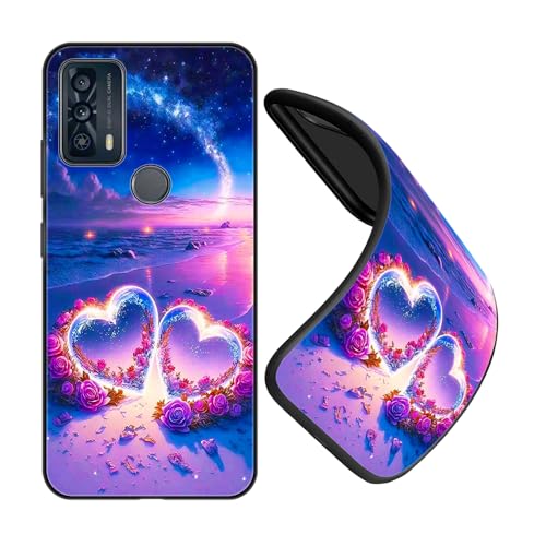 JEZSTHAI Funda Compatible con TCL 20B,Carcasa de Silicona Premium,Anti-Choques y Anti-Arañazos,Funda Protectora de Suave para Negro con Dibujo con Patrón,B02