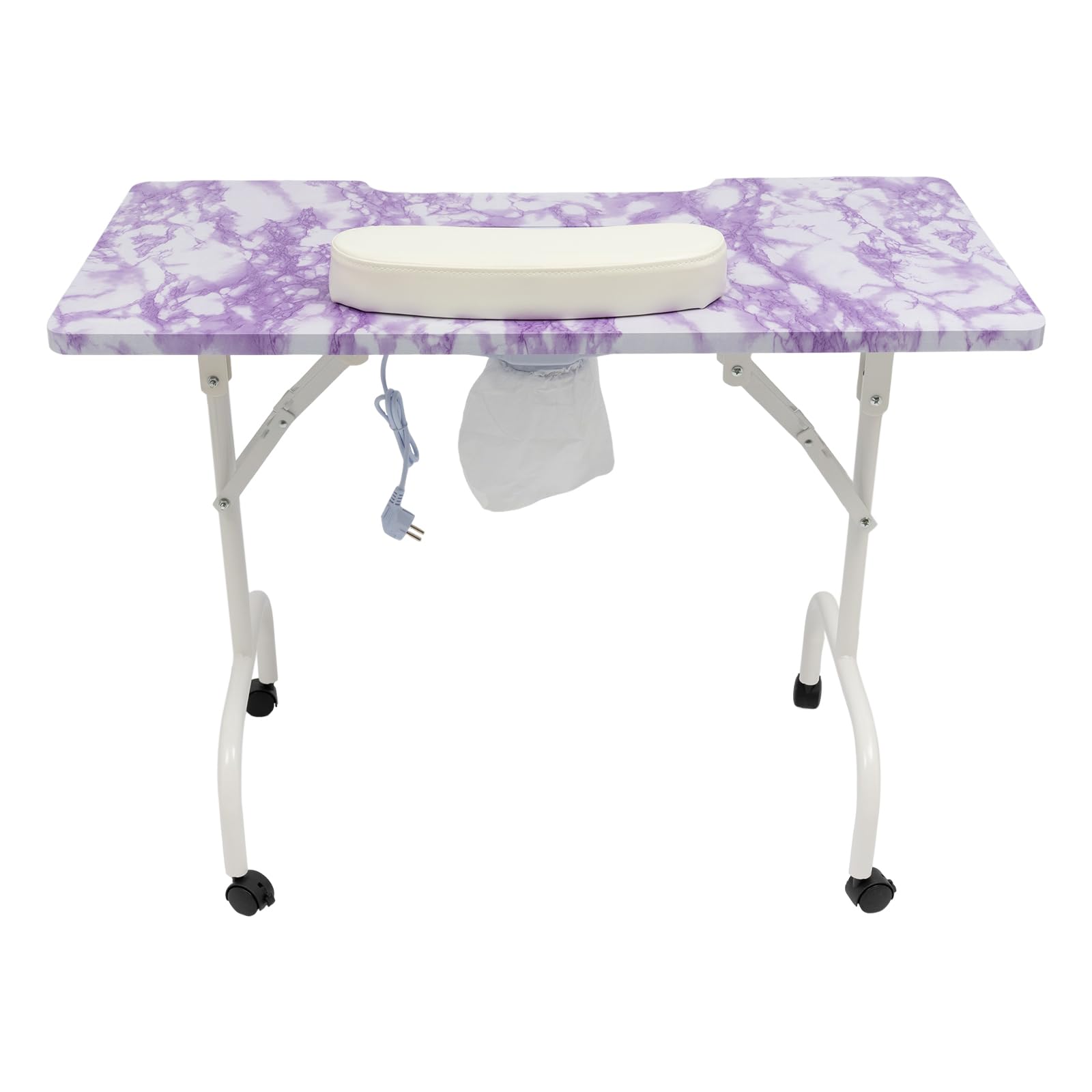 Tavolo pieghevole per manicure con ruote, tavolo per unghie portatile con aspirazione della polvere, tavolo per manicure, adatto per casa, studio, parrucchiere, ufficio, salone di unghie, ecc.