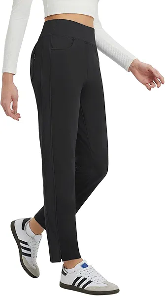 baleaf Women's Fleece Lined Pants Winter Thermal Travel Pants Water Resistant Cold Weather Golf Hiking Pockets Work