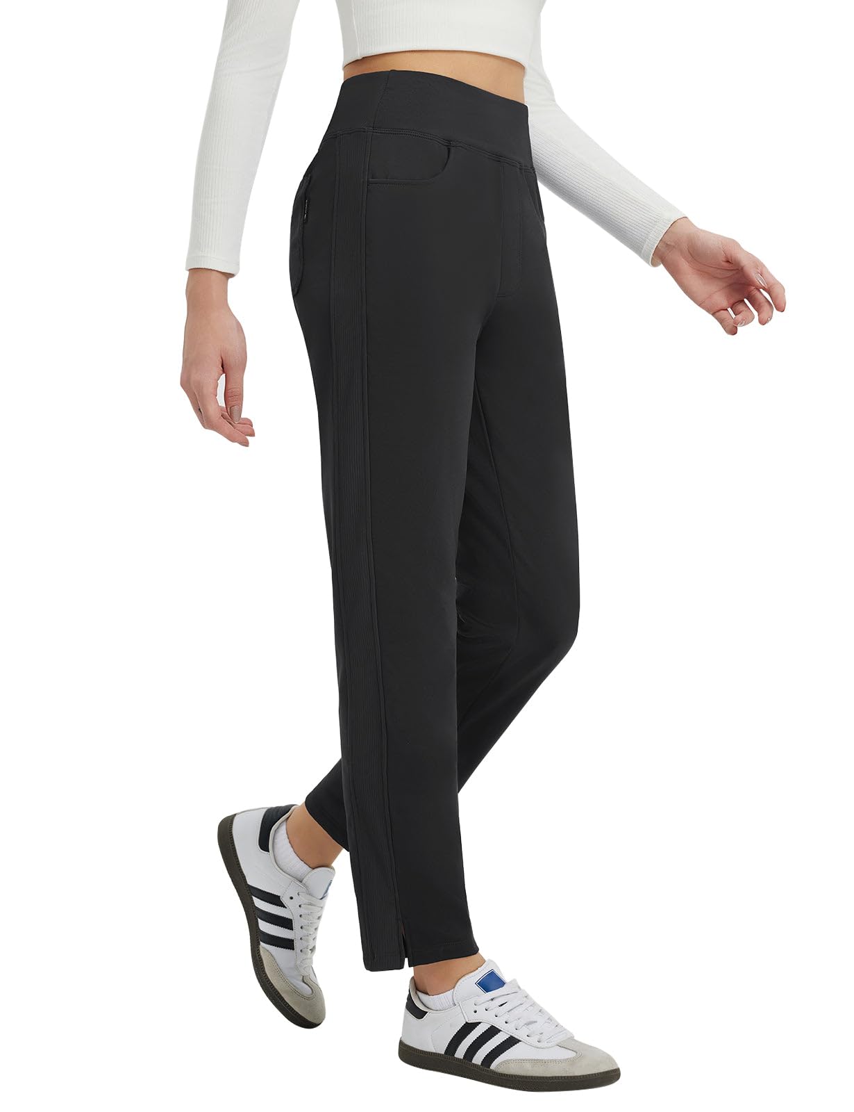 baleaf Womens Fleece Lined Pants Winter Thermal Travel Pants Water Resistant Cold Weather Golf Hiking Pockets Work
