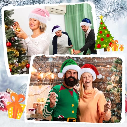 Image of Vicenpal 20 Pcs Santa Hats Bulk Plush Christmas Hats for Adults Women Men Holiday Party Costume(Multicolor)