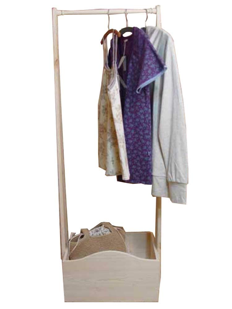 洋服かけ白木 Amazon｜ハンガーラック w47d35h135cm 無塗装白木 ボックスつき 木製