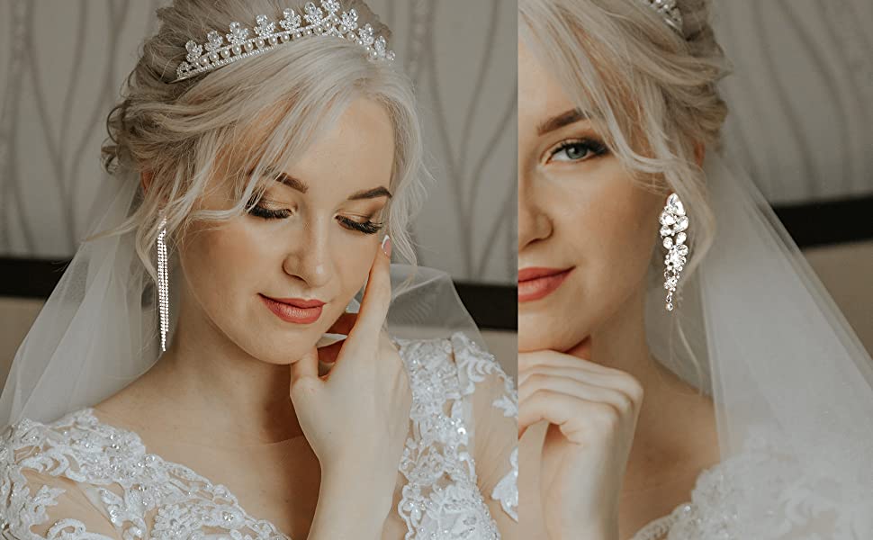 AME2842 GOLD Star Shape Rhinestone Tassle Earrings - Rhinestone Earrings