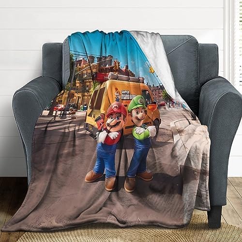 Super Bros Movie Throw Blanket, Cute Bowser Kids Boys Girls Lightweight Super Soft Flannel Blankets, for Cozy Sofa Bed Teen Living Room Plush Adults Women All Seasons 40″x50″ Inch