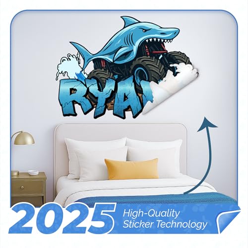 Vinilo decorativo de nombre personalizado Shark Truck para pared miniatura 4
