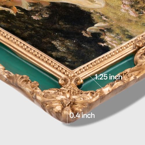 Image of eletecpro 4x6 Vintage Picture Frame with Real Glass Cover, Ornate Antique Photo Frame, Display 4x6 Picture for Tabletop or Wall Hanging Horizontal & Vertical, Green Home Decor for Gallery Art