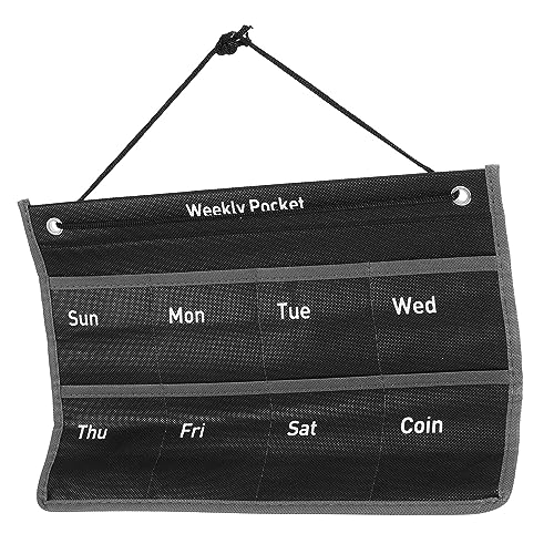 Happyyami Weekly Calendar Storage Bag Wall Hanging Organizer for Living Room Office Kitchen Decorative Hanging Pouch