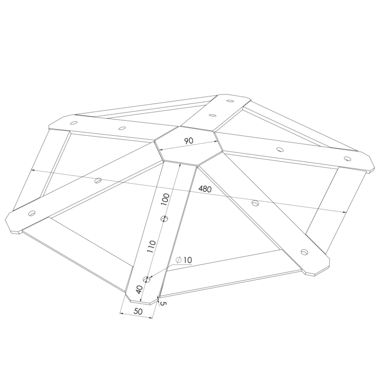 Connettore per tetto per gazebo (6 angoli)