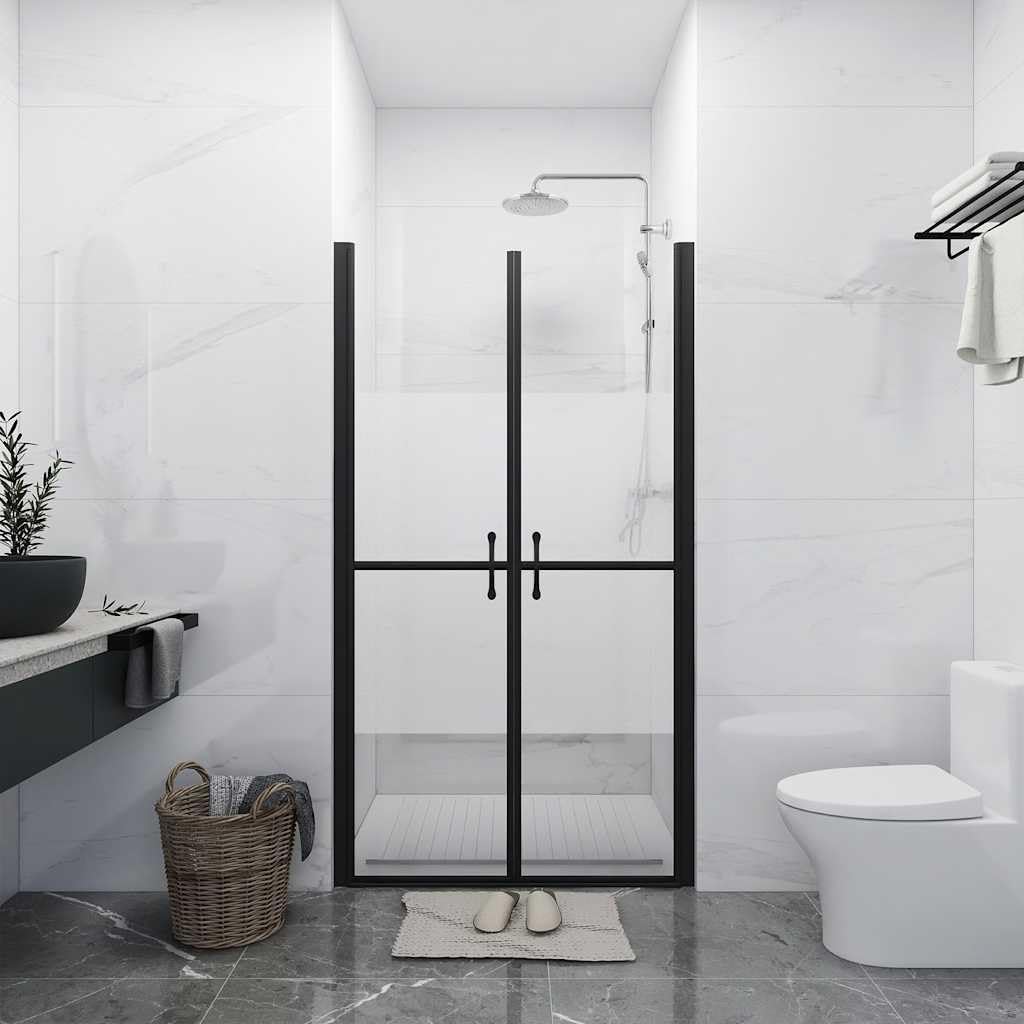 Porta doccia semiopaca in vetro di sicurezza ESG con telaio in alluminio (73-76) x 190 cm, regolabile, calpestabile, con maniglie moderne, materiale di montaggio, box doccia per bagno