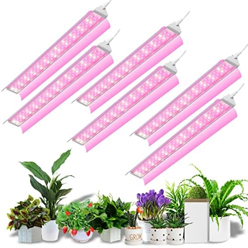 HOLDWILL 6 Pack LED Grow Light,T8 Integrated Growth Tube Lamp 4ft 420W(70w x 6 1400W Equivalent), Double Row, Linkable Design, Plant Lights for Indoor Plants Full Spectrum