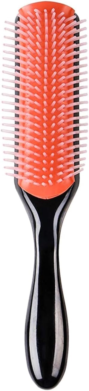 Hair Brush for Women Men Curly Wet or Dry Hair Classic Detangling Brushes 9 Row for Natural Thick Hair, Blow Styling Separating, Shaping Defining Curls Tools Travel Bristle Black Hairbrush