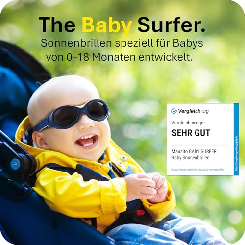Mausito Baby Sonnenbrille 0-18 Monate verstellbares weiches Band & flexibler Rahmen | Vergleichssieger Sonnenbrille Baby 100% UV-Schutz & Schadstofffrei | Europäisches Design, sicherer Halt & robust